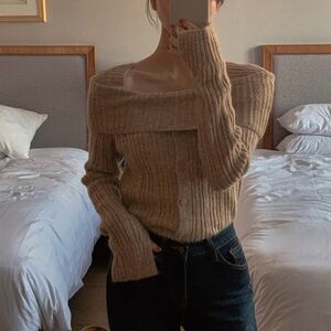 Cozy Tan Ribbed Wool Sweater